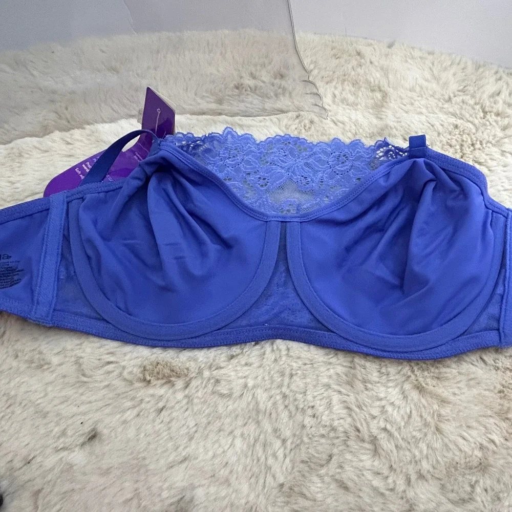 Olga Pretty Lace Cami-Bra 35263 Blue Underwire Full Coverage 36D NWT - Picture 5 of 5